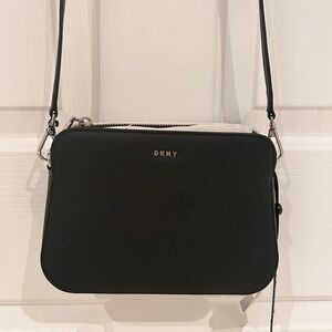 NWT DKNY Women Real Leather Black Crossbody Bag